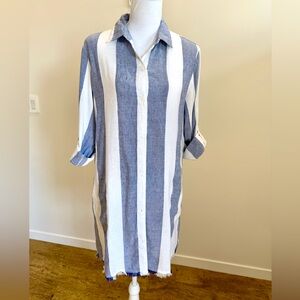 Tommy Bahama Rugby Beach Stripe Cover-Up Size Small Linen Blend Summer Beach